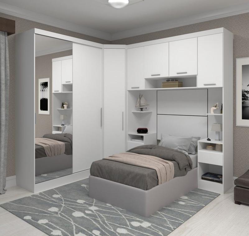 Guarda Roupa Dormitório Modulado Alpes Solteiro Espelho Porta